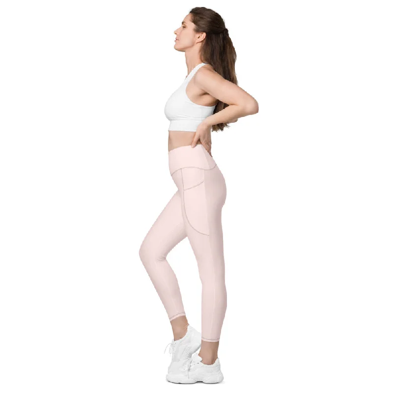 Pale Pink Best Women's Tights, Solid Color Best Yoga Pants With 2 Side Deep Long Pockets - Made in USA/EU/MX (US Size: 2XS-6XL) Stylish Casual Pants Pale Pink Best Women's Tights, Solid Color Best Yoga Pants With 2 Side Deep Long Pockets - Made in USA/EU/MX (US Size: 2XS-6XL) Stylish Casual Pants