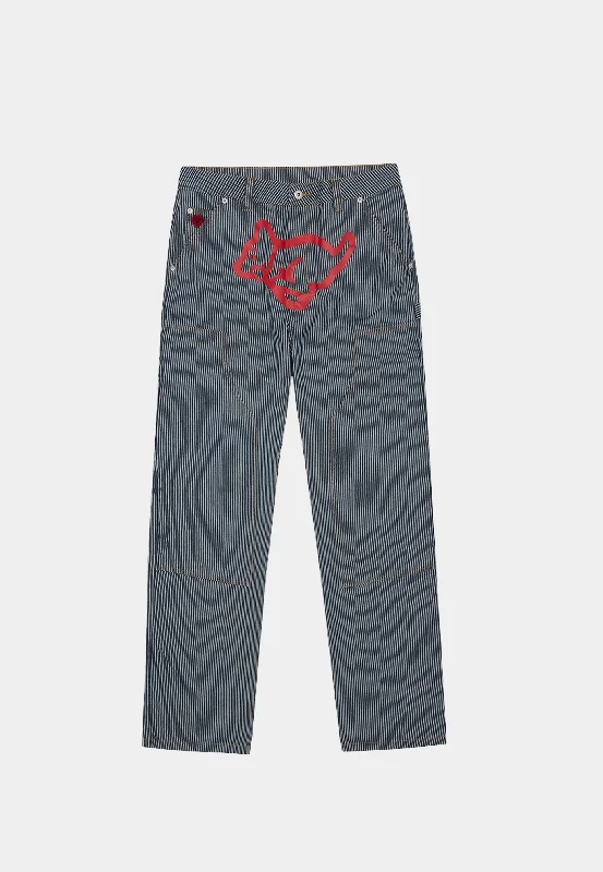 Bbc Running Puppy Hickory Denim Pants Blue Trendy Printed Leggings