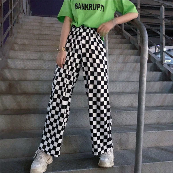 Vintage plaid wide leg pants yv42306 Soft Stretch Pants