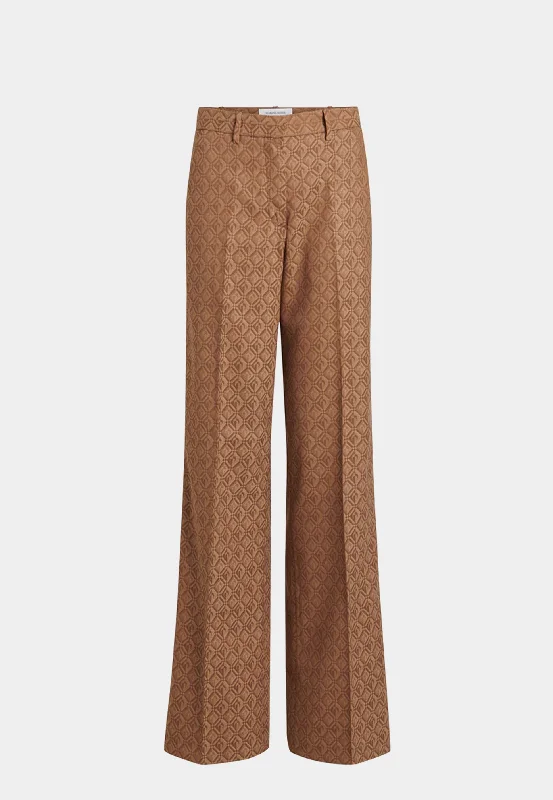 MARINE SERRE Regenerated Moon Diamant Tailoring Pants - Brown Elegant Silk Pants