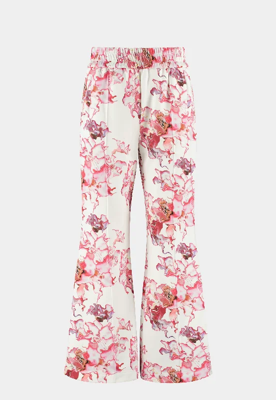 Ashluxe Female Flared Pants Pink Flower Aop Classic Flared Pants