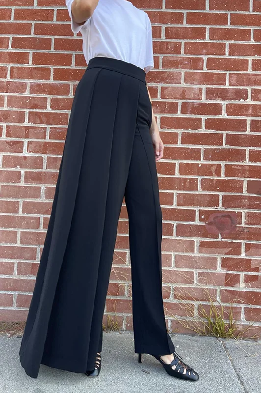 Asymmetrical Wide Pants in Black Trendy Wide-Leg Pants