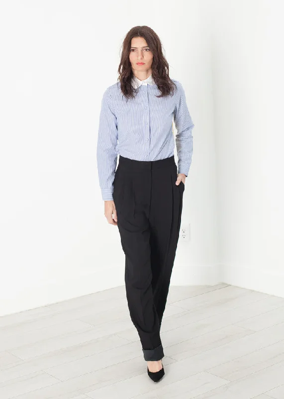 Contrast Cuff Pant in Black Slim Fit Casual Pants