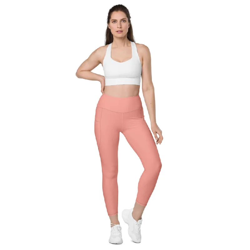 Pastel Pink Women's Tights, Solid Color Best Yoga Pants With 2 Side Deep Long Pockets - Made in USA/EU/MX (US Size: 2XS-6XL) Fashionable Tapered Leg Pants Pastel Pink Women's Tights, Solid Color Best Yoga Pants With 2 Side Deep Long Pockets - Made in USA/EU/MX (US Size: 2XS-6XL) Fashionable Tapered Leg Pants