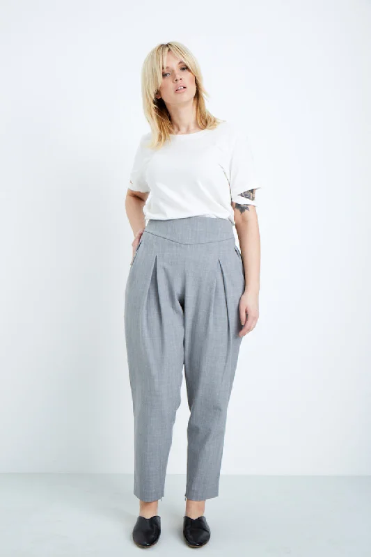 Shegul Tapered Leg Pant - Gray Casual Plaid Pants