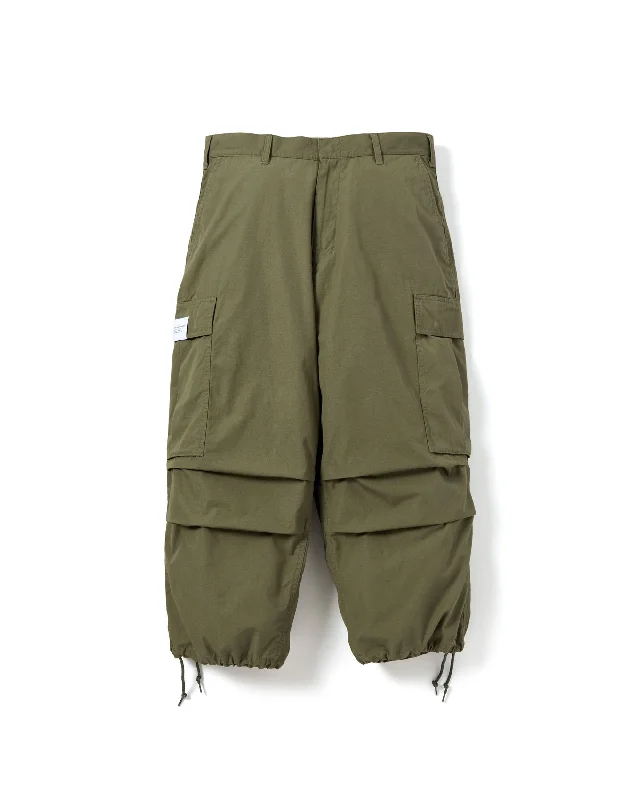 Wide Cargo Pants - Olive Drab High-Waist Trousers