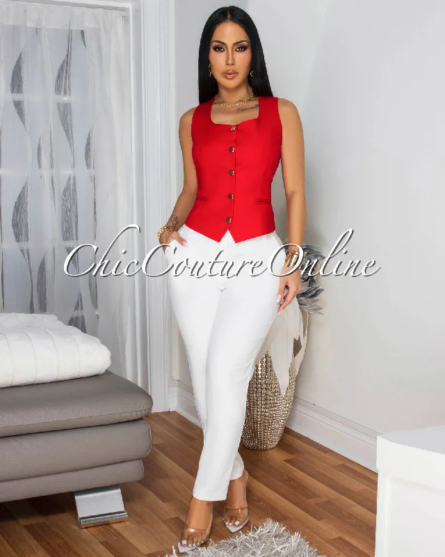 Salome Off-White Skinny Pants Comfy Athletic Pants