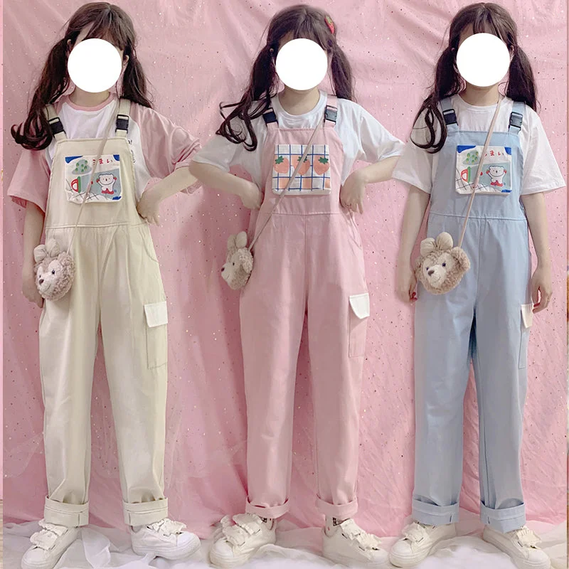 Cute bear strawberry strap pants yv43435 High-Waist Jogger Pants