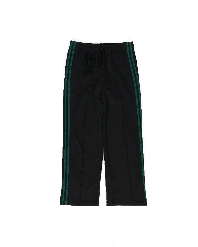 Straight Leg Track Pants - Black / Green Classic Stretch Pants