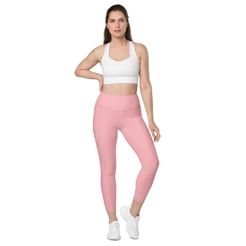 Light Pink Women's Tights, Solid Color Best Yoga Pants With 2 Side Deep Long Pockets - Made in USA/EU/MX (US Size: 2XS-6XL) Comfortable Denim Pants Light Pink Women's Tights, Solid Color Best Yoga Pants With 2 Side Deep Long Pockets - Made in USA/EU/MX (US Size: 2XS-6XL) Comfortable Denim Pants