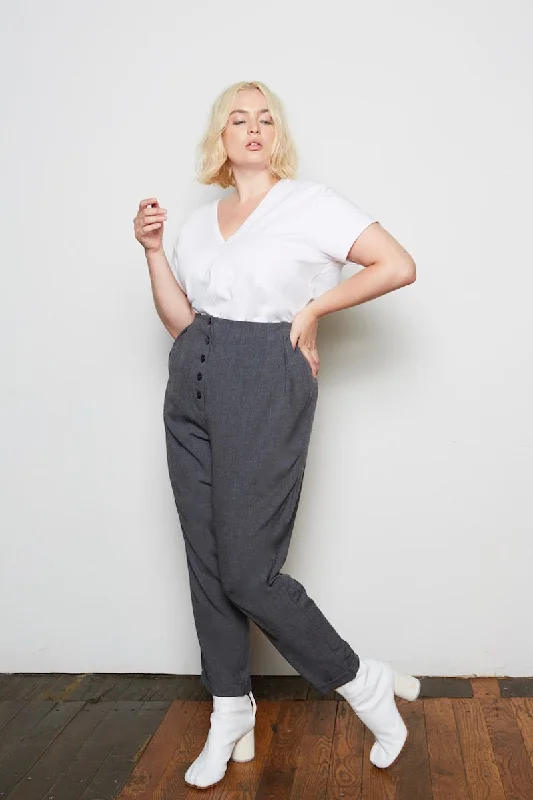 Standards & Practices Francine Hi-Rise Pants - Charcoal Warm Wool Trousers