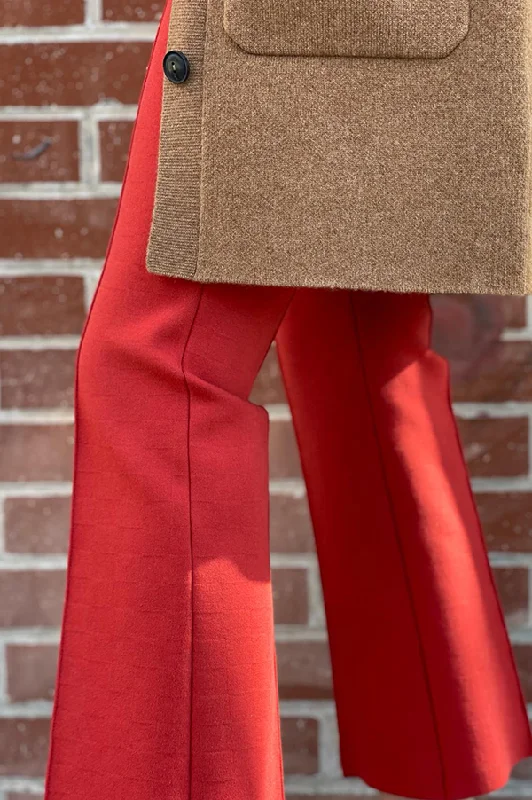 Kick Stretch-Cotton Pants in Subtle Jacquard Burnt Red (Sold Out) Casual Track Pants