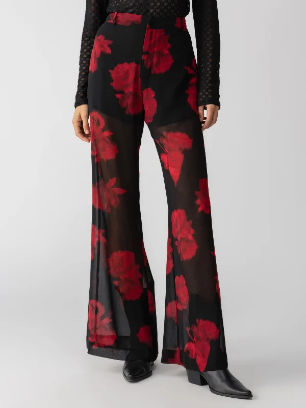 Sheer Nights Standard Rise Pant Moody Rose Trendy High-Waist Trousers