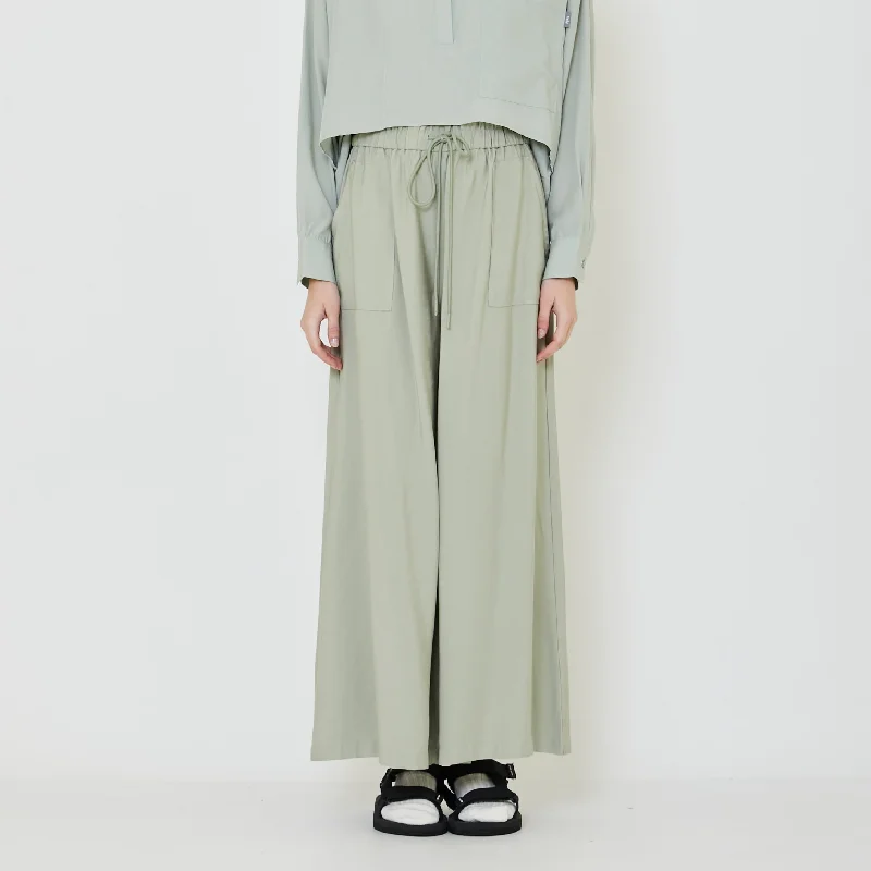 Women Elastic Waist Long Pants - Light Green - SW2403055B Warm Wool Trousers