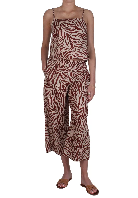 Pacific Linen Pants Print Fashionable Tapered Leg Pants
