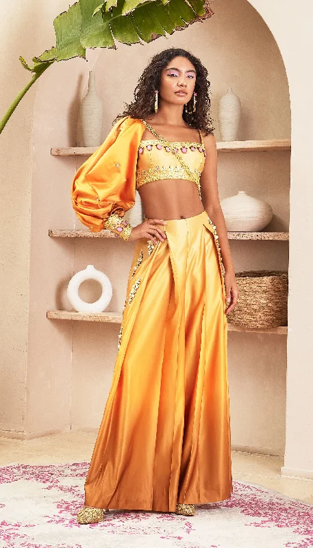 Summer - Gold Ombre Pant with Bustier & Solo Sleeve Classic Chino Pants