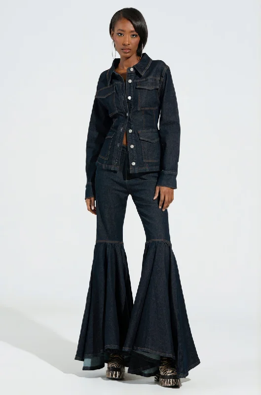 EVERYDAY LIVIN' DENIM SUPER FLARE LEG PANT Comfy Zip-Up Pants