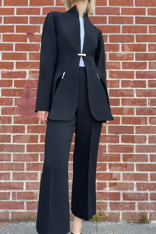 Straight Cropped Pants in Black Soft Cotton Pants