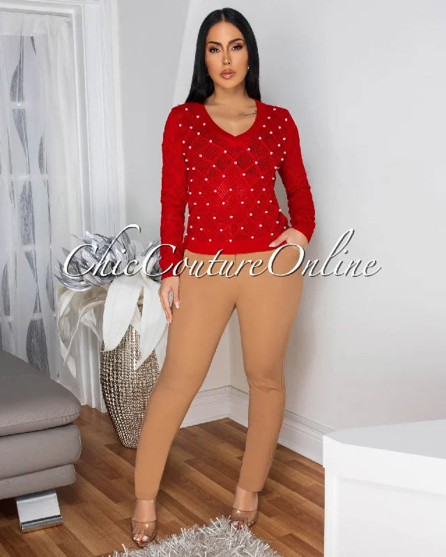 Opal Camel Skinny Pants Stylish Paperbag Waist Pants