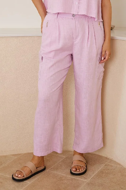 Casandra Pants - Lilac Lightweight Linen Pants