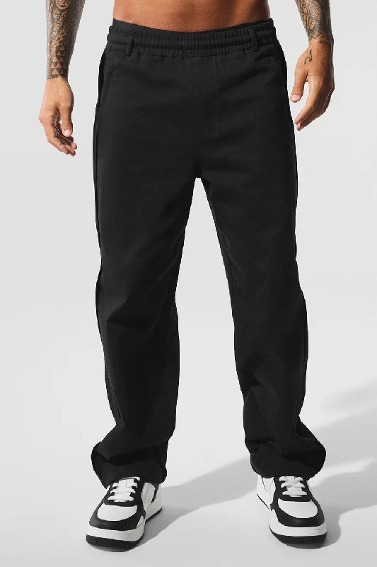 Edition Sueded Straight Leg Pant - Black High-Waist Trousers