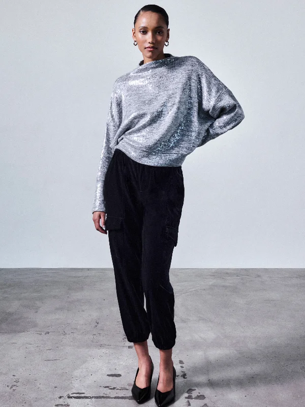 Relaxed Standard Rise Velvet Rebel Pant Black Soft Stretch Trousers