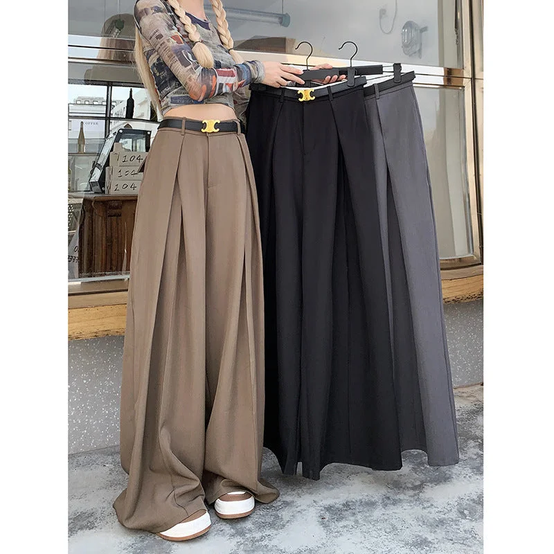 Wjczt work outfits women Fall 2024 This Year Popular Popular Loose High Waist Wide Leg Suit Pants Women's Casual Mopping Long Pants Soft Stretch Pants