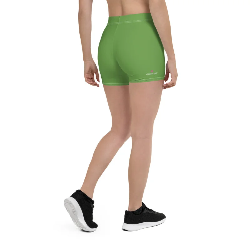Green Women's Designer Shorts, Light Green Bright Gym Ladies' Pants-Made in USA/EU/MX Trendy Work Pants