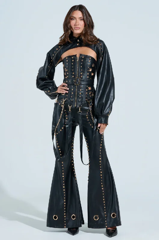 DW STUDDED FLARE PANTS Comfortable Denim Leggings