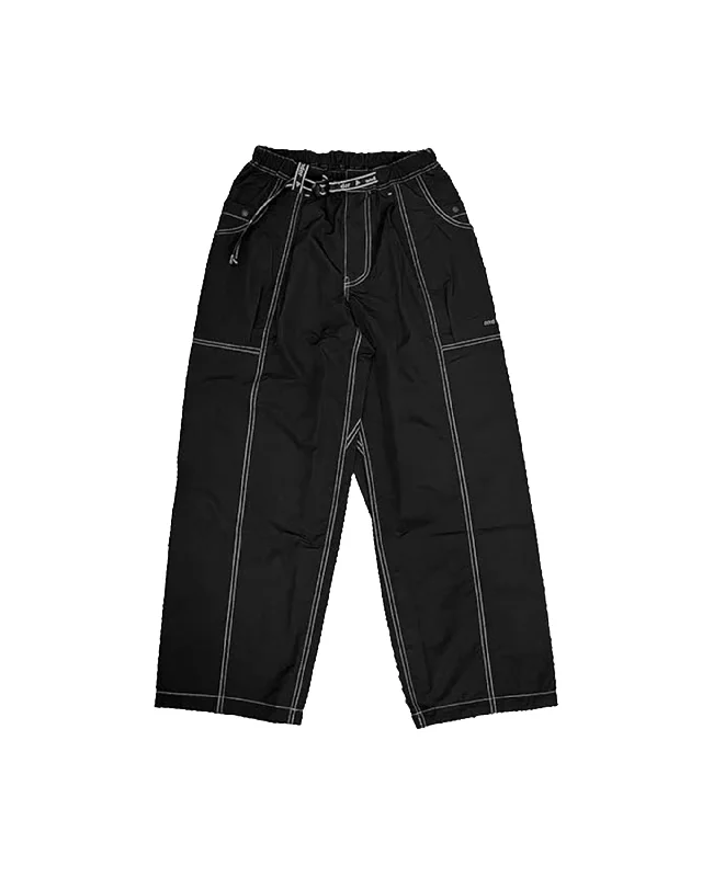 Crinkled Nylon Pant - Black Comfortable Pleated Pants