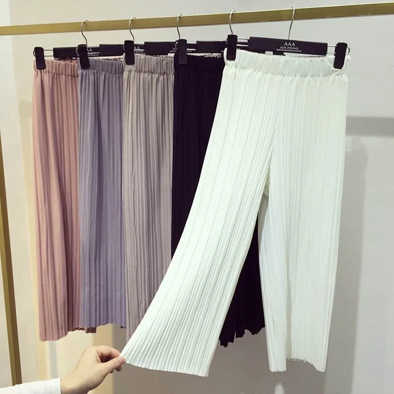 Pants For Women Pleated Culotte Pants In Pastel colors Comfortable Fleece Pants