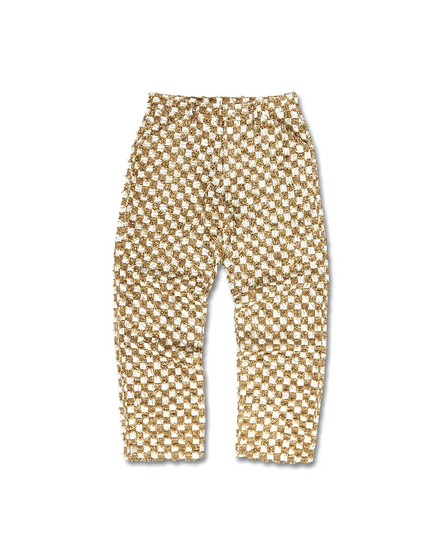 Curfew Checker Work Pants - Brown Formal Stretch Pants