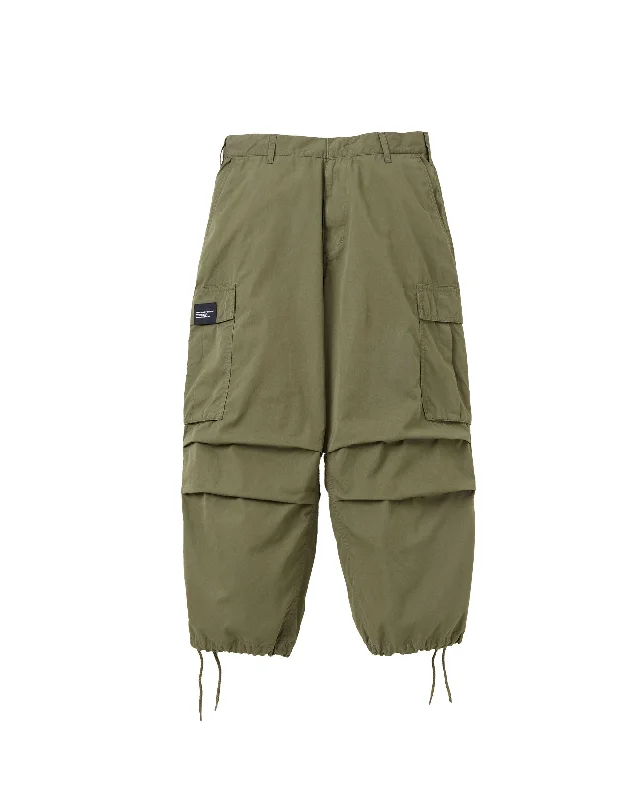 Woven Wide Cargo Pants - Olive Drab Casual Sweatpants Style
