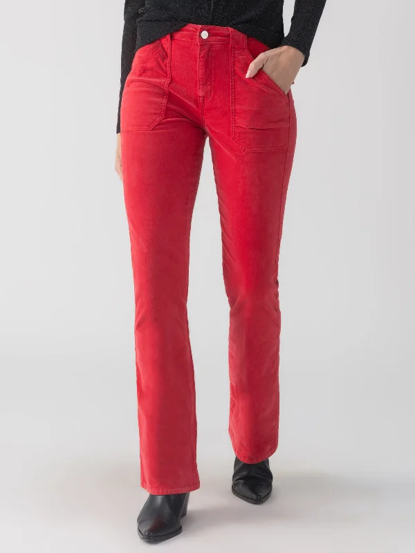 Velveteen Hayden Bootcut Standard Rise Pant Mars Red Chic Capri Pants