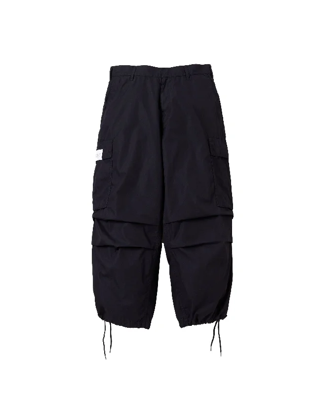 Woven Wide Cargo Pants - Black Stretch Fit Pants