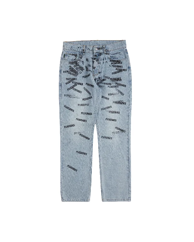 Plop 5 Pocket Denim Pants - Washed Blue Modern Stretch Trousers