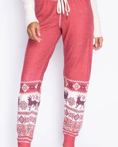 Fair Isle Pajama Pants Comfy Zip-Up Pants