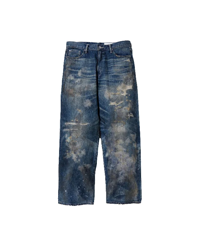 Savage Denim Dp Wide Pants - Indigo Elegant Wool Trousers