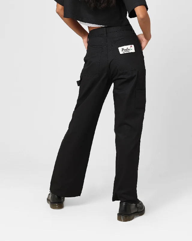 X-Girl Women's Peels Painter Pants Black Casual Wide Pants