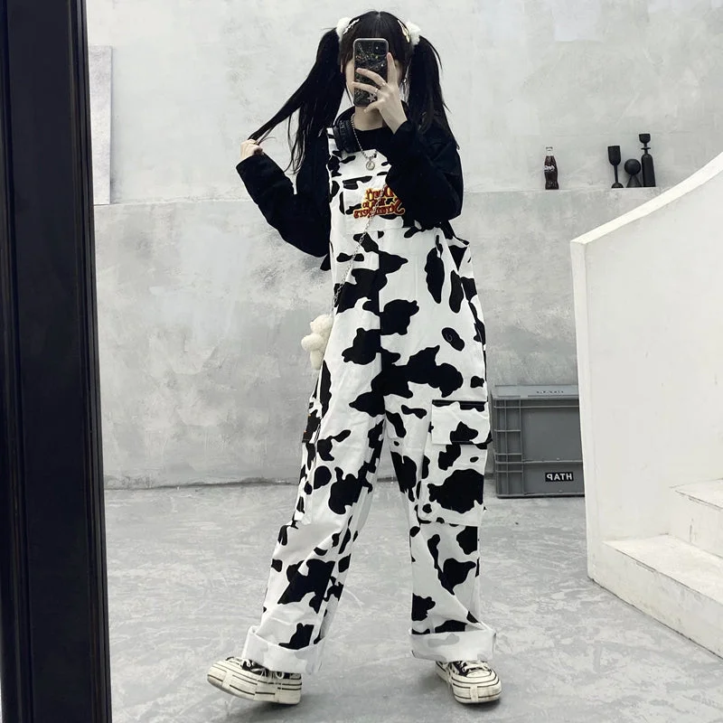 Punk suspenders casual pants YV46074 Trendy Tapered Pants