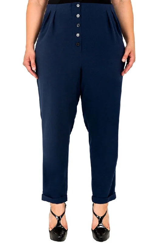 Standards & Practices Francine Hi-Rise Pants - Midnight Comfortable Wide-Leg Pants