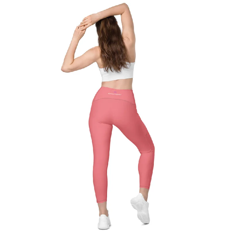 Peach Pink Women's Tights, Solid Color Best Yoga Pants With 2 Side Deep Long Pockets - Made in USA/EU/MX (US Size: 2XS-6XL) High-Waist Trousers Peach Pink Women's Tights, Solid Color Best Yoga Pants With 2 Side Deep Long Pockets - Made in USA/EU/MX (US Size: 2XS-6XL) High-Waist Trousers