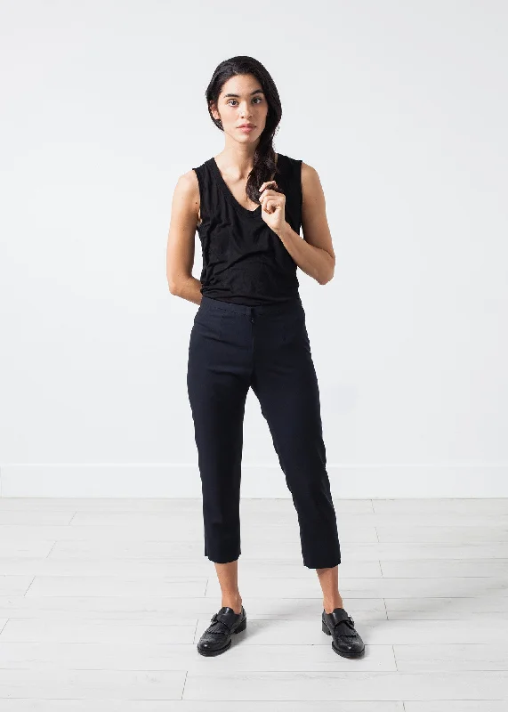 Wool Cropped Pant in Navy Comfortable Wide-Leg Pants