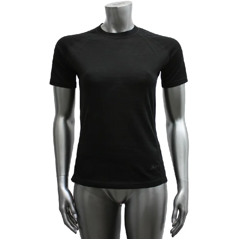 XTM Womens Merino T-Shirt Black Graphic Embroidered Appliqued
