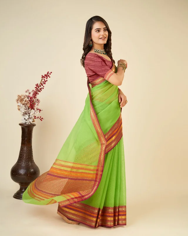 Women Casual Wear Kota Doriya(Semi Cotton) Saree with Un-Stitched Blouse Elegant Peplum Blouse Women Casual Wear Kota Doriya(Semi Cotton) Saree with Un-Stitched Blouse Elegant Peplum Blouse