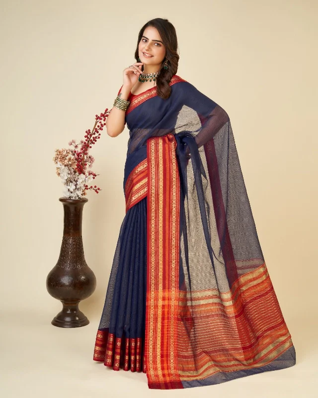 Women Casual Wear Kota Doriya(Semi Cotton) Saree with Un-Stitched Blouse Ruched Sleeve Blouse Women Casual Wear Kota Doriya(Semi Cotton) Saree with Un-Stitched Blouse Ruched Sleeve Blouse