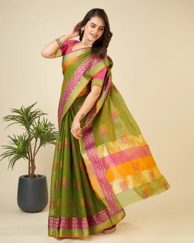 Women Casual Wear Kota Doriya(Semi Cotton) Saree with Un-Stitched Blouse Polished Work Blouse Women Casual Wear Kota Doriya(Semi Cotton) Saree with Un-Stitched Blouse Polished Work Blouse