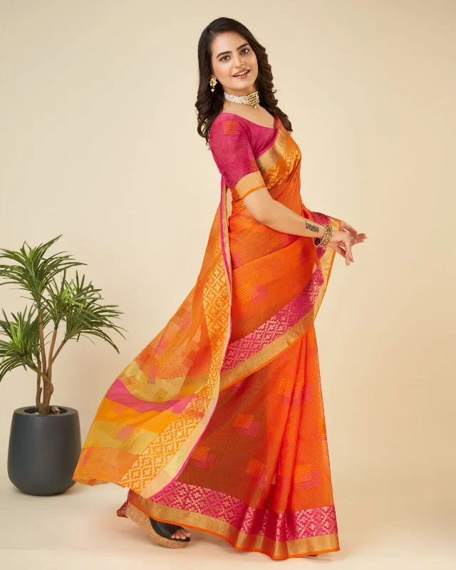 Women Casual Wear Kota Doriya(Semi Cotton) Saree with Un-Stitched Blouse Double-Layered Blouse Women Casual Wear Kota Doriya(Semi Cotton) Saree with Un-Stitched Blouse Double-Layered Blouse