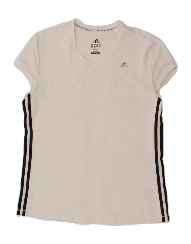 ADIDAS Womens Climacool T-Shirt Top UK 20/22 XL White Polyester Hooded Caped Shawl Collar