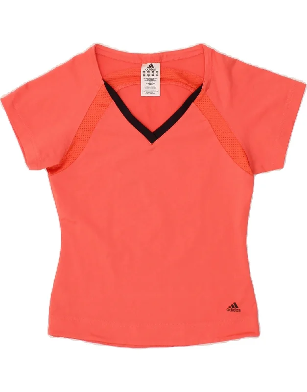 ADIDAS Womens T-Shirt Top UK 12 Medium  Pink Polyester Chenille Brocade Lace